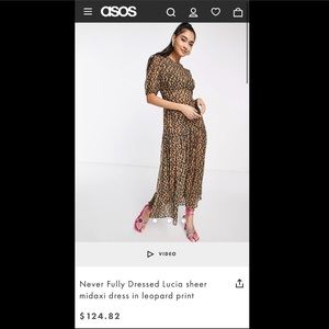 NWT ASOS Never Fully Dressed Leopard Lucia Dress (Brown)